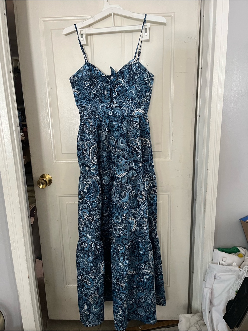 Trixxi Blue Paisley Spaghetti-Strap Maxi Dress